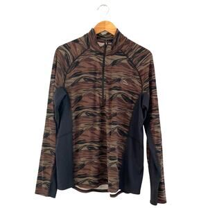 L.L. Bean Men's Camouflage 1/2 Zip Long Sleeve Thermal Layer XL Brown Green Warm